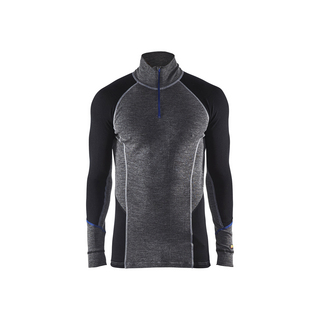 UNDERSTÄLL 4899 1732 TRÖJA ZIP WARM MERINOULL GRÅ/SVART 5XL