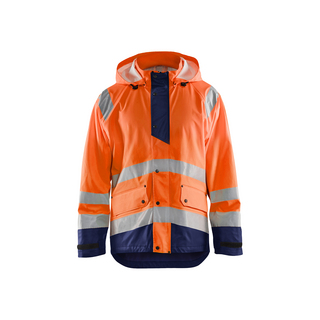 REGNJACKA 4323 2000 VARSELORANGE/MARINBLÅ
