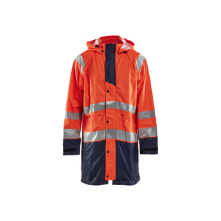 REGNJACKA 4324 2000 VARSELORANGE/MARINBLÅ