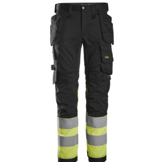 ARBETSBYXA STRCH KL 1 HF SVART/VARSELGUL