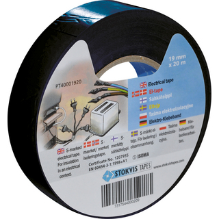 ELTEJP S-MÄRKT SVART 19MM 20M