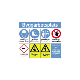 PÅBUD/FÖRBUD/VARNING KOMBINATIONSSKYLT BYGGARBETSPLATS