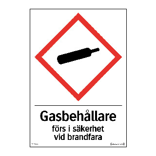 SKYLT KEMISKA ÄMNEN GASBEHÅLLARE FÖRS I SÄKERHET VID BRANDFARA
