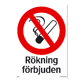 FÖRBUDSSKYLT 34-5715, 35-4514, 34-5615, 34-5714 34-5713 RÖKNING FÖRBJUDEN