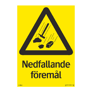 VARNINGSSKYLT NEDFALLANDE FÖREMÅL