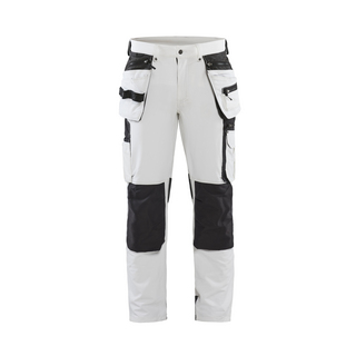 MÅLARBYXA 1079 1645 4-VÄGS STRETCH VIT/MÖRKGRÅ D88