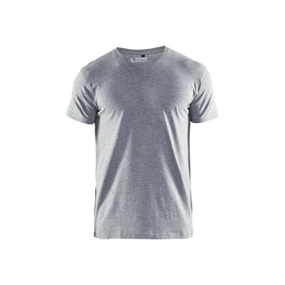 T-SHIRT 3360 1059 V-RINGAD GRÅMELERAD L