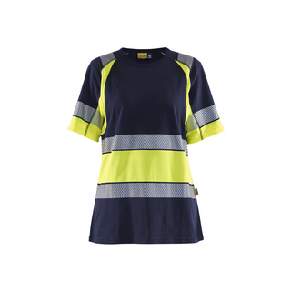 VARSEL-T-SHIRT 3410 1030 DAM MARINBLÅ/VARSELGUL L