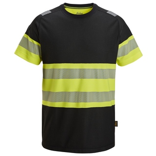 T-SHIRT DUBBELVÄVD KL 1 SVART/VARSELGUL STL M