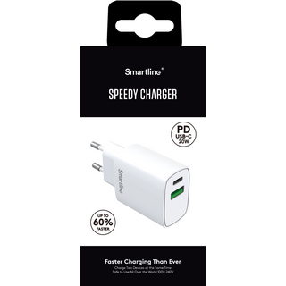VÄGGLADDARE USB-A + USB-C PD
