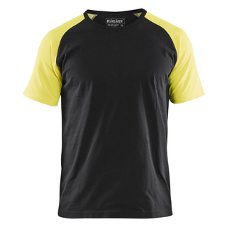 T-SHIRT 3515 1030 VARSELDETALJ SVART/VARSELGUL 5XL
