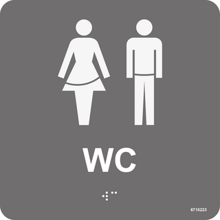 TAKTIL SKYLT WC DAM/HERR GRÅ