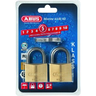 HÄNGLÅS ABUS 65IB/40 MÄSSING KLASS 1 2-PACK