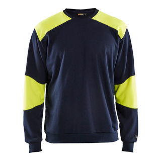 SWEATSHIRT 3458 1762 FLAMSKYDD MARINBLÅ/VARSELGUL