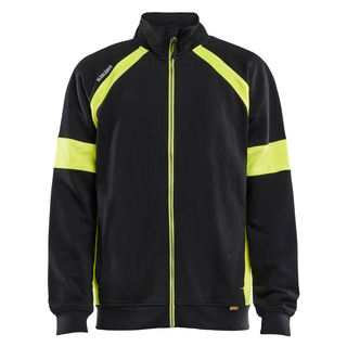 SWEATSHIRT MED VARSEL FULL ZIP SVART/VARSELGUL 5XL