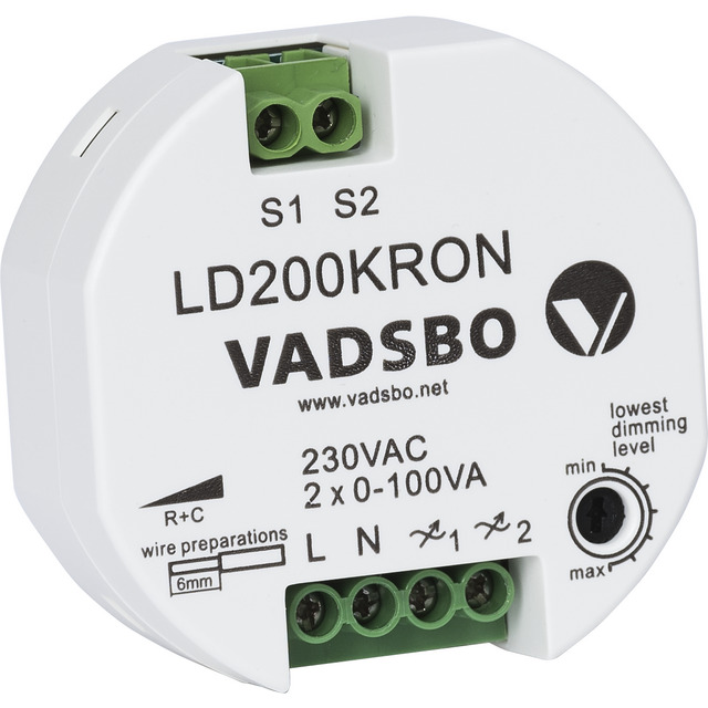 DOSDIMMER KRON FÖR LED 2X100VA LD200KRON VADSBO | Beijerbygg Byggmaterial