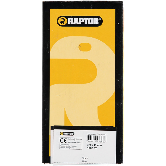 HÅRDGIPSSKRUV 3,9X31 FOS 1000ST 1-LAG PH2 RAPTOR