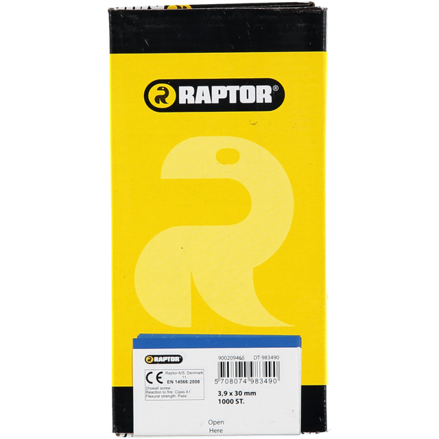 GIPSSKRUV 3,9X30 TRÄ FZB 1000ST 1-LAG PH2 RAPTOR
