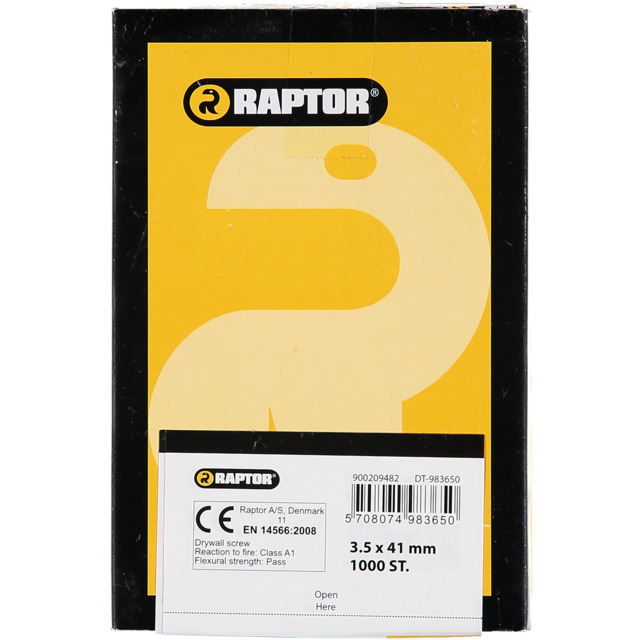 GIPSSKRUV BORR 3,5X41 STÅL FOS 1000ST 2-LAG PH2 RAPTOR