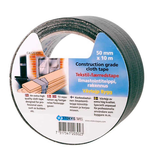 VÄVTEJP BYGG SVART 50MMX10M