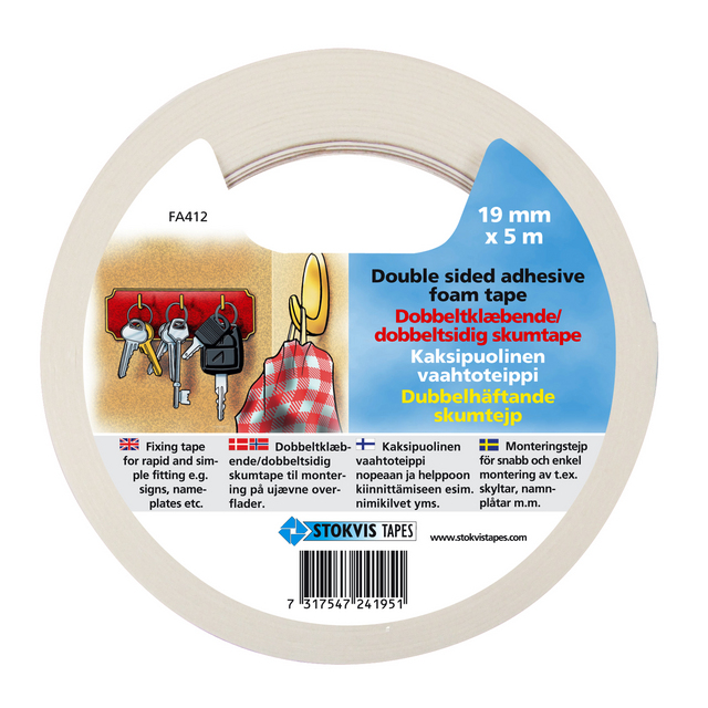 SKUMTEJP DUBBELHÄFTANDE 0,8X19MM 5M N