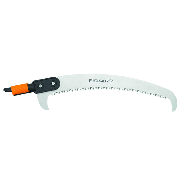 Grensåg med bågformad klinga och ändkrok, text: FISKARS.