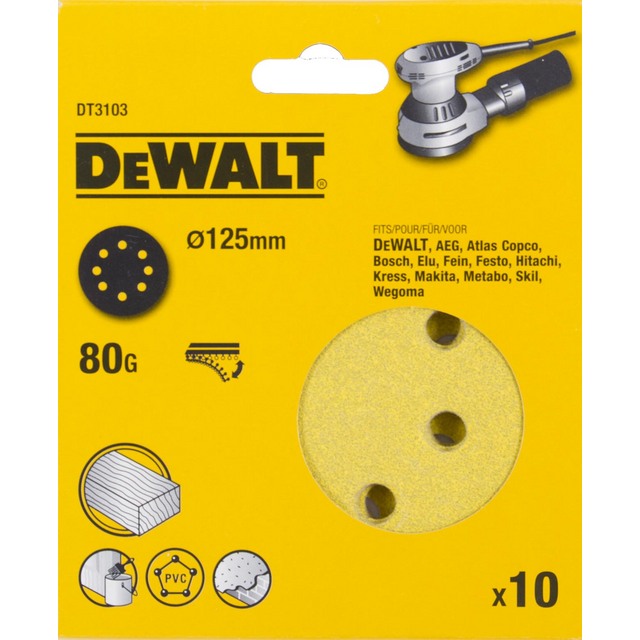 SLIPPAPPERSRONDELL DT3103-QZ 8H K80  EXC125MM 10ST | Beijerbygg Byggmaterial
