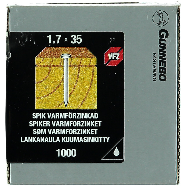 TRÅDSPIK 35X1,7 VFZ     1000ST RÄFFLAD VARMFÖRZ (8) | Beijerbygg Byggmaterial