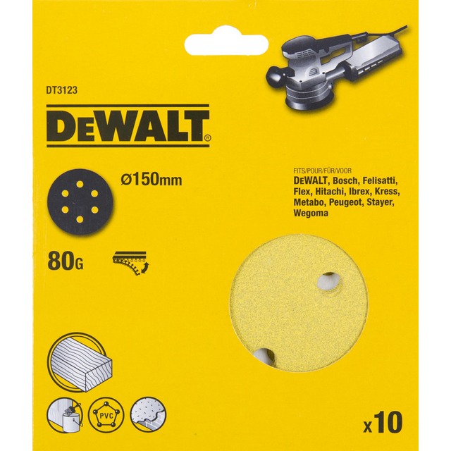 SLIPPAPPERSRONDELL DT3123-QZ 6H K80 EXC150MM 10ST | Beijerbygg Byggmaterial