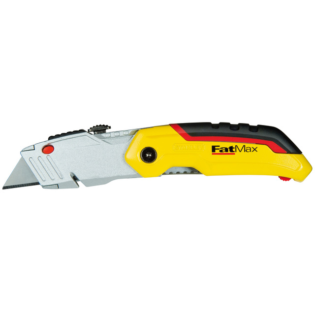 Gul och svart Stanley FatMax-kniv med utbytbart blad och säkerhetslås.