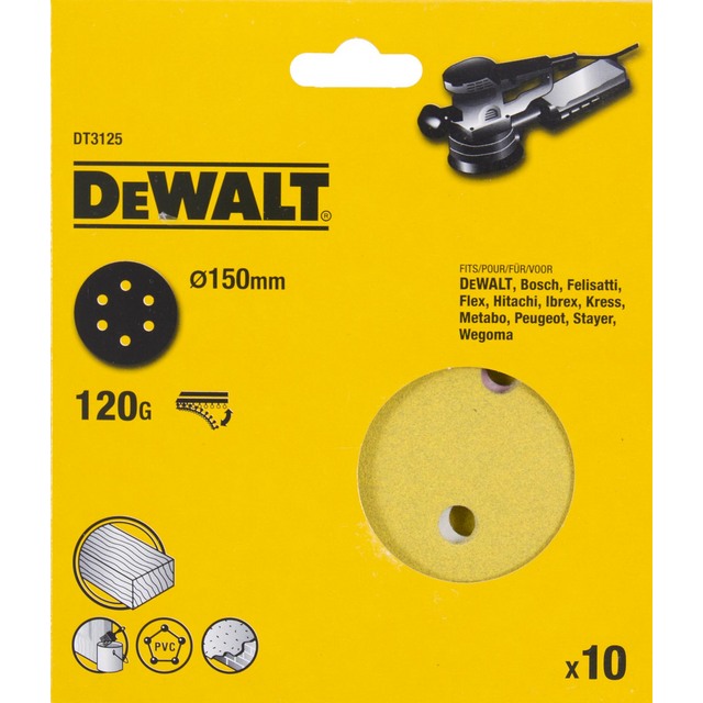 SLIPPAPPERSRONDELL DT3125-QZ 6H K120 EXC150MM 10ST | Beijerbygg Byggmaterial