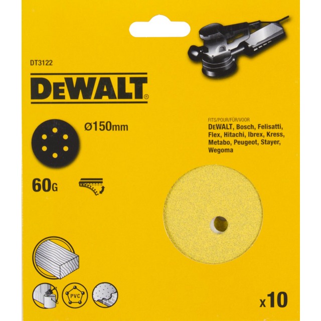 SLIPPAPPERSRONDELL DT3122-QZ 6H K60  EXC150MM 10ST | Beijerbygg Byggmaterial