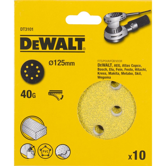 SLIPPAPPERSRONDELL DT3101-QZ 8H K40  EXC125MM 10ST | Beijerbygg Byggmaterial