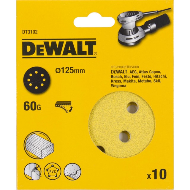 SLIPPAPPERSRONDELL DT3102-QZ 8H K60  EXC125MM 10ST | Beijerbygg Byggmaterial