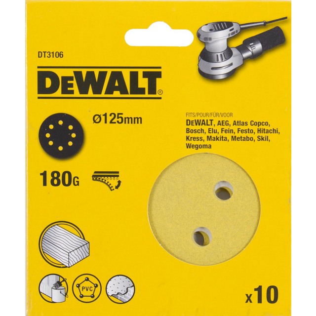 SLIPPAPPERSRONDELL DT3106-QZ 8H K180 EXC125MM 10ST | Beijerbygg Byggmaterial