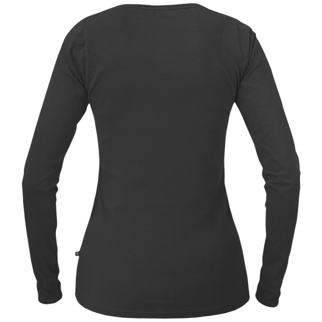 Svart långärmad t-shirt sedd bakifrån, inget tryck eller mönster.