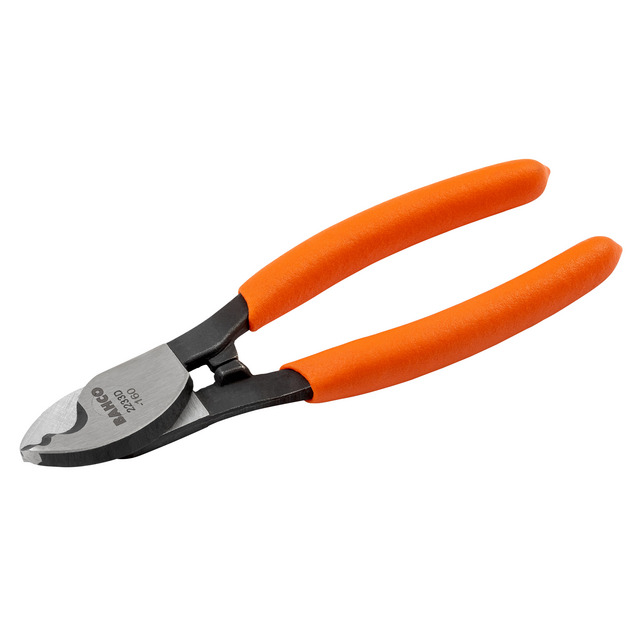 Orange-handtag tång med svart huvud och texten REMO 2233 D160 ISO.