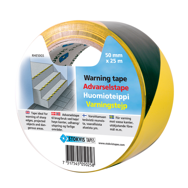 VARNINGSTEJP GUL/SVART 50MM 25M