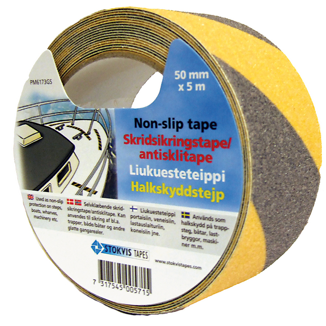 HALKSKYDDSTEJP GUL/SVAR 50 MM X 5 M | Beijerbygg Byggmaterial