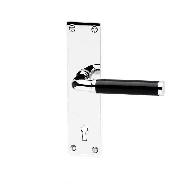 DÖRRHANDTAG 383 L SKYLT SVART-KROM SB | Beijerbygg Byggmaterial