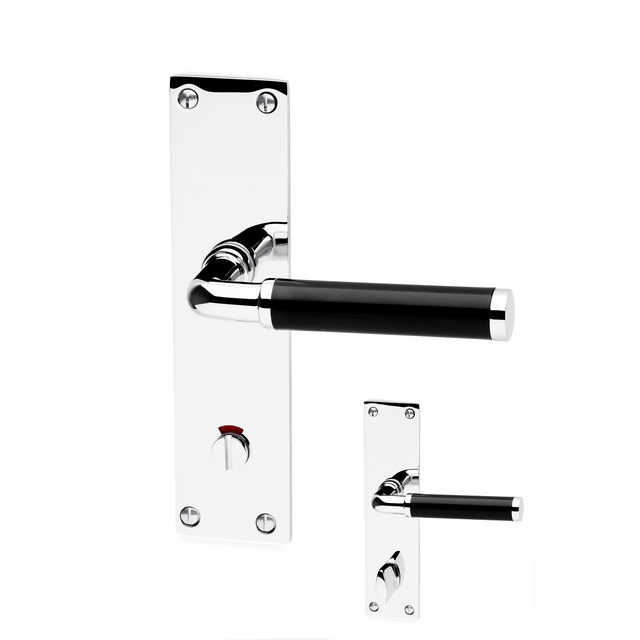 DÖRRHANDTAG 383 L SKYLT WC SVART-KROM SB | Beijerbygg Byggmaterial