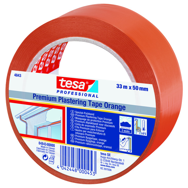 BYGG&SKYDDSTEJP 4843 TESA ORANGE 2V 33MX50MM | Beijerbygg Byggmaterial