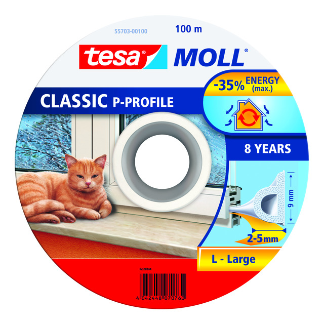 TÄTNINGSLIST P-LIST EPDM 55703 TESA VIT 100MX9MMX4MM