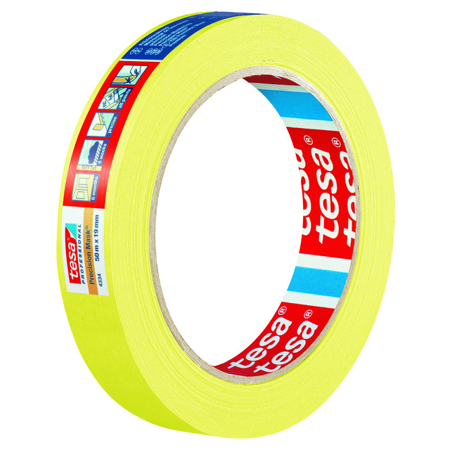 MASKERINGSTEJP PRECISION 4334 INDOOR TESA GUL 50MX19MM | Beijerbygg Byggmaterial