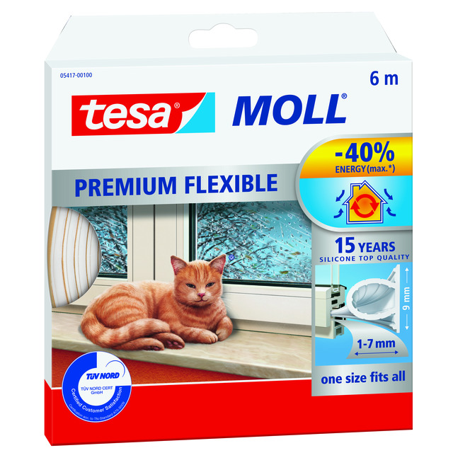 TÄTNINGSLIST SILIKON 5417 TESA VIT 6MX9MM