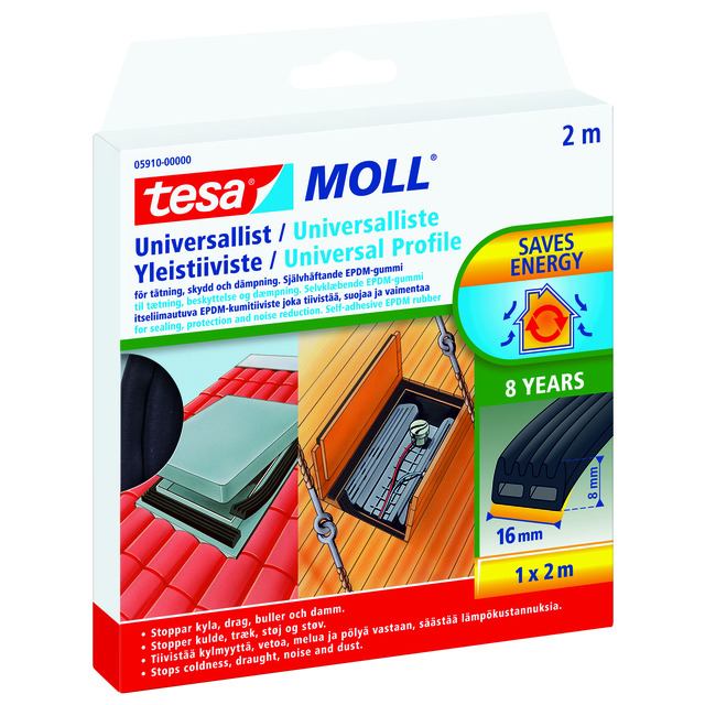 UNIVERSALLIST 5910 TESA SVART 2MX16MMX8MM