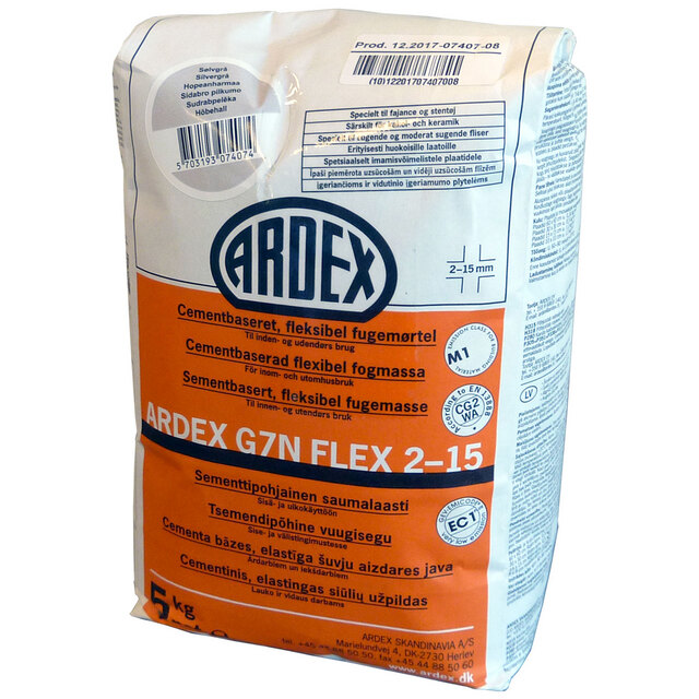 KLINKERFOG ARDEX G7N FLEX 2-15 SILVERGRÅ 12,5KG | Beijerbygg Byggmaterial