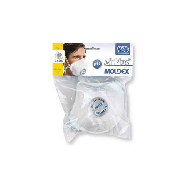 KORTTIDSMASK AIR PLUS 340512 FFP3 R D VENTIL MOLDEX | Beijerbygg Byggmaterial