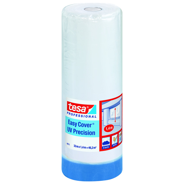 Produktbild föreställande artikeln MASKERINGSFOLIE EASY COVER UV PRECISION TESA 33MX1400MM från kategorin Maskeringstejp