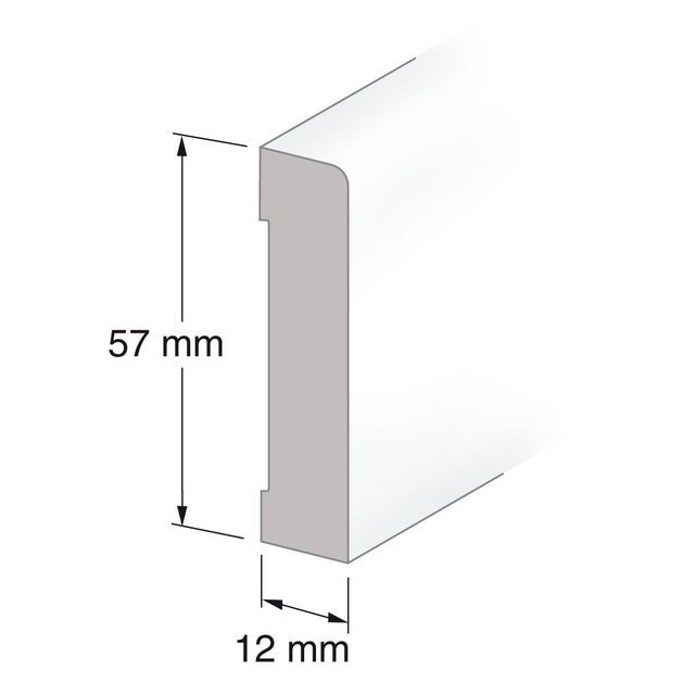 GOLVSOCKEL 12X57MM VIT 250CM | Beijerbygg Byggmaterial